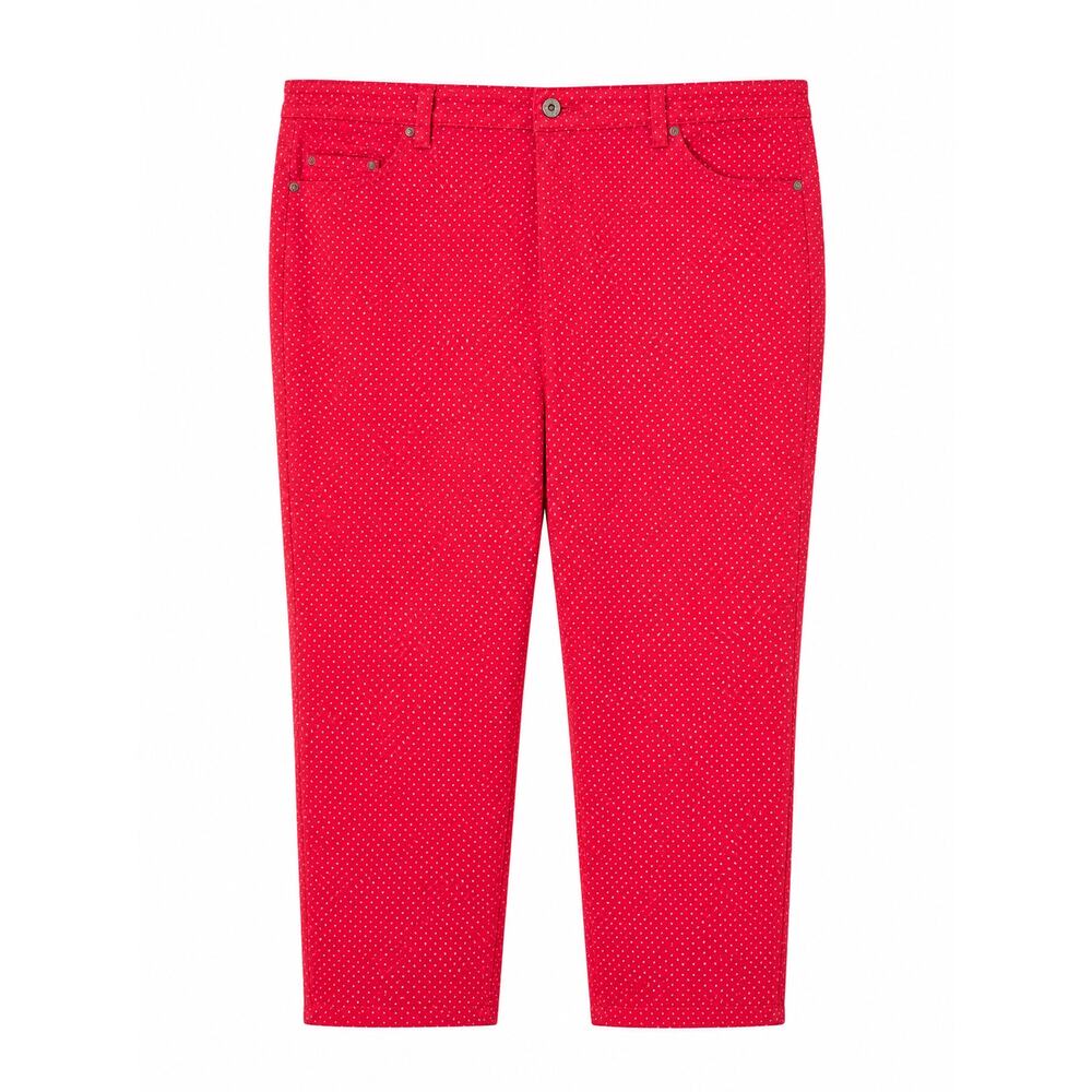 Gloria Vanderbilt Amanda Crop Pants 20W Pink Coral Polka Dot Stretch